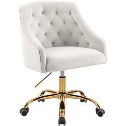 MERIDIAN FURNITURE Arden Swivel Adjustable Cream Velvet And Office Chair In Gold