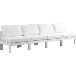 MERIDIAN FURNITURE Nizuc Fabric Outdoor Patio Modular Sofa In White