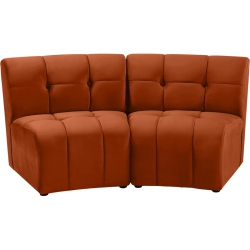 MERIDIAN FURNITURE Limitless Cognac Velvet Modular Loveseat