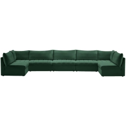 MERIDIAN FURNITURE Jacob Velvet Modular Sectional In Green