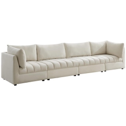 MERIDIAN FURNITURE Jacob Cream Velvet Modular Sofa