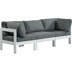 MERIDIAN FURNITURE Nizuc Fabric Outdoor Patio Modular Sofa In Grey