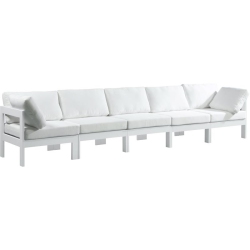 MERIDIAN FURNITURE Nizuc Fabric Outdoor Patio Modular Sofa In White