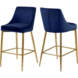 MERIDIAN FURNITURE Karina 27.5"h Velvet Counter Stool In (Set Of 2) In Navy