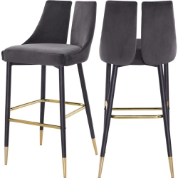 MERIDIAN FURNITURE Sleek Velvet Stool (Set Of 2) In Gray