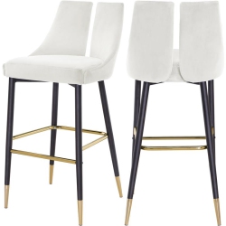 MERIDIAN FURNITURE Sleek Cream Velvet Stool (Set Of 2)