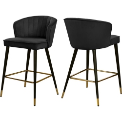 MERIDIAN FURNITURE Cassie 28"h Velvet Counter Stool In (Set Of 2) In Black