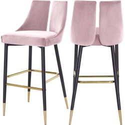MERIDIAN FURNITURE Sleek Velvet Stool (Set Of 2) In Pink