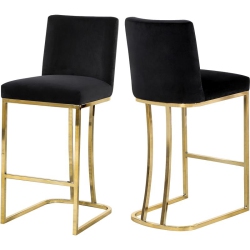 MERIDIAN FURNITURE Heidi 26"h Velvet Counter Stool In In Black