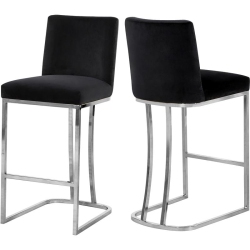 MERIDIAN FURNITURE Heidi 26"h Velvet Counter Stool In In Black