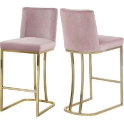 MERIDIAN FURNITURE Heidi 26"h Velvet Counter Stool In In Pink