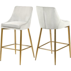 MERIDIAN FURNITURE Karina 27.5"h Velvet Counter Stool In Cream (Set Of 2)