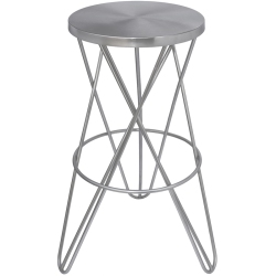 MERIDIAN FURNITURE Mercury Brushed Iron Barstool In Silver