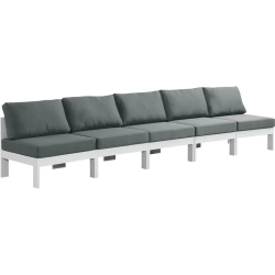 MERIDIAN FURNITURE Nizuc Fabric Outdoor Patio Modular Sofa In Grey