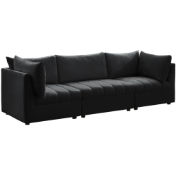 MERIDIAN FURNITURE Jacob Velvet Modular Sofa In Black