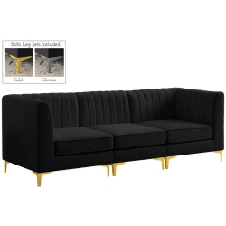 MERIDIAN FURNITURE Alina Velvet Modular Sofa In Black