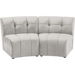 MERIDIAN FURNITURE Limitless Cream Velvet Modular Loveseat