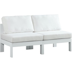 MERIDIAN FURNITURE Nizuc Fabric Outdoor Patio Modular Sofa In White