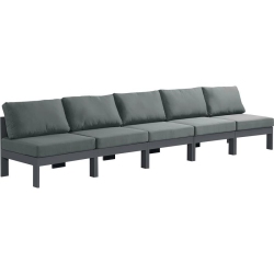 MERIDIAN FURNITURE Nizuc Fabric Outdoor Patio Modular Sofa In Grey