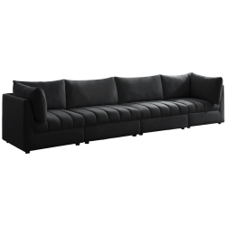 MERIDIAN FURNITURE Jacob Velvet Modular Sofa In Black