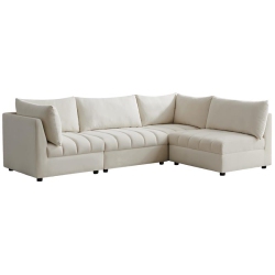 MERIDIAN FURNITURE Jacob Cream Velvet Modular Sectional
