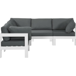 MERIDIAN FURNITURE Nizuc Fabric Outdoor Patio Modular Sectional In Grey