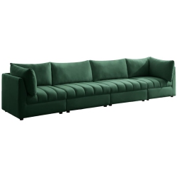 MERIDIAN FURNITURE Jacob Velvet Modular Sofa In Green
