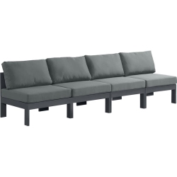 MERIDIAN FURNITURE Nizuc Fabric Outdoor Patio Modular Sofa In Grey