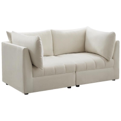 MERIDIAN FURNITURE Jacob Cream Velvet Modular Sofa