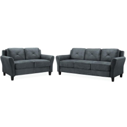 LIFESTYLE SOLUTIONS Transitional 2 Piece Sofa And Loveseat Set In Dark In Gray