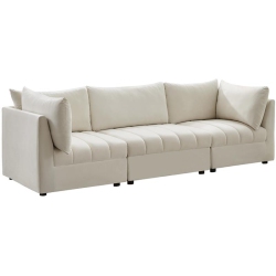 MERIDIAN FURNITURE Jacob Cream Velvet Modular Sofa