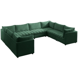 MERIDIAN FURNITURE Jacob Velvet Modular Sectional In Green