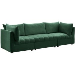 MERIDIAN FURNITURE Jacob Velvet Modular Sofa In Green