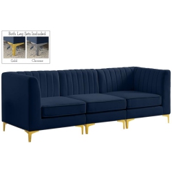 MERIDIAN FURNITURE Alina Velvet Modular Sofa In Navy