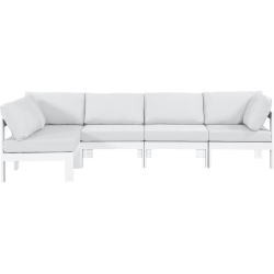 MERIDIAN FURNITURE Nizuc Fabric Outdoor Patio Modular Sectional In White