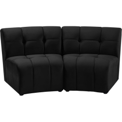 MERIDIAN FURNITURE Limitless Velvet Modular Loveseat In Black