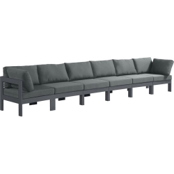 MERIDIAN FURNITURE Nizuc Fabric Outdoor Patio Modular Sofa In Grey