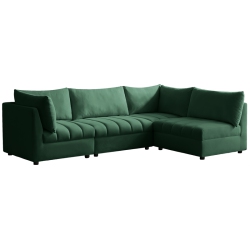 MERIDIAN FURNITURE Jacob Velvet Modular Sectional In Green