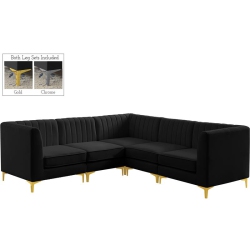 MERIDIAN FURNITURE Alina Velvet Modular Sectional In Black
