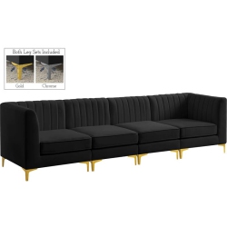 MERIDIAN FURNITURE Alina Velvet Modular Sofa In Black