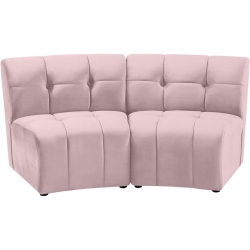 MERIDIAN FURNITURE Limitless Velvet Modular Loveseat In Pink