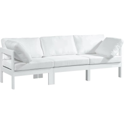 MERIDIAN FURNITURE Nizuc Fabric Outdoor Patio Modular Sofa In White