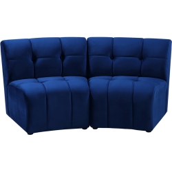 MERIDIAN FURNITURE Limitless Velvet Modular Loveseat In Navy