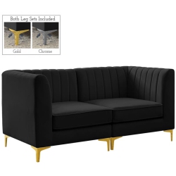 MERIDIAN FURNITURE Alina Velvet Modular Sofa In Black