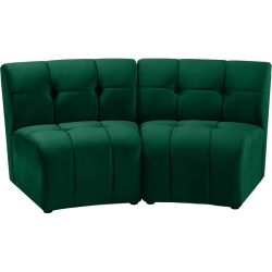 MERIDIAN FURNITURE Limitless Velvet Modular Loveseat In Green