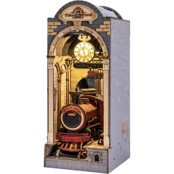 TRADEOPIA Diy Book Nook Kit Insert Bookcase Book Stand 3D Wooden Puzzle Diy Miniature House Wood Bookend Book Nook Model Building Kit \w Led Light