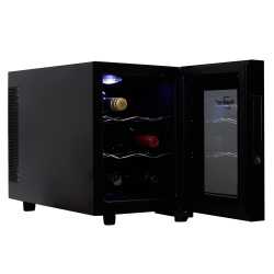 KOOLATRON 6 Bottle Wine Cooler, Black, Thermoelectric Wine Fridge, 0.65 Cu. Ft. (16L), Freestanding Wine Cellar, Red And Sparkling Wine Storage For