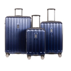 DELSEY Chrometec Hardside Spinner Suitcase 3 PCs Luggage Set-Blue