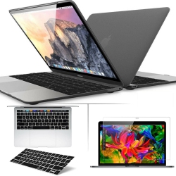 YELLOW-PRICE Macbook Pro 15" A1707 A1990 3 In 1 Bundle-Black Hard Shell Case+Kb Film+Lcd Film