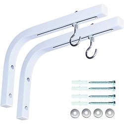 DOLAER Projector Screen Mount, Projector Display L-Bracket 11 Inch Longer Wall Hanging Mount Adjustable With Hook Manual Spectrum Screen In White